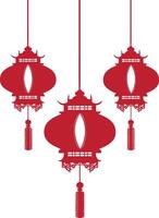 asiático chino tradicional linterna rojo color solamente vector