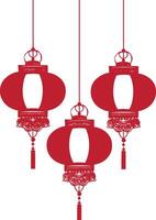 asian chinese traditional lantern red color only vector