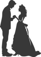 Silhouette wedding proposal by couple black color only vector