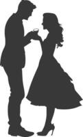 Silhouette wedding proposal by couple black color only vector