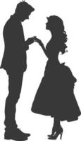 Silhouette wedding proposal by couple black color only vector