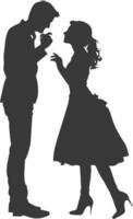 Silhouette wedding proposal by couple black color only vector