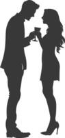 Silhouette wedding proposal by couple black color only vector