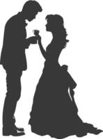 Silhouette wedding proposal by couple black color only vector