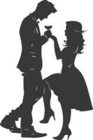 Silhouette wedding proposal by couple black color only vector