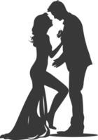 Silhouette wedding proposal by couple black color only vector