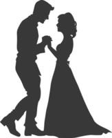 Silhouette wedding proposal by couple black color only vector