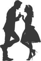 Silhouette wedding proposal by couple black color only vector