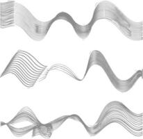 waving sound vibration and pulsing lines black color only vector