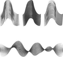 waving sound vibration and pulsing lines black color only vector