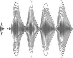 waving sound vibration and pulsing lines black color only vector