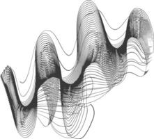 waving sound vibration and pulsing lines black color only vector