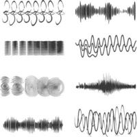 ondulación sonido vibración y pulsante líneas negro color solamente vector