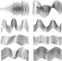 waving sound vibration and pulsing lines black color only vector