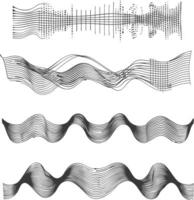 waving sound vibration and pulsing lines black color only vector