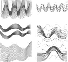 waving sound vibration and pulsing lines black color only vector