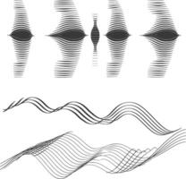 waving sound vibration and pulsing lines black color only vector