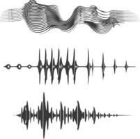 waving sound vibration and pulsing lines black color only vector