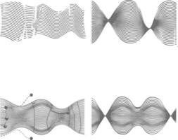 waving sound vibration and pulsing lines black color only vector