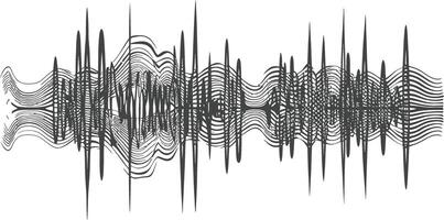 waving sound vibration and pulsing lines black color only vector