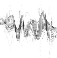 waving sound vibration and pulsing lines black color only vector