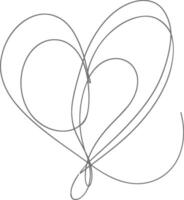 One continuous line drawing of love heart symbol black color only vector