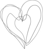 One continuous line drawing of love heart symbol black color only vector