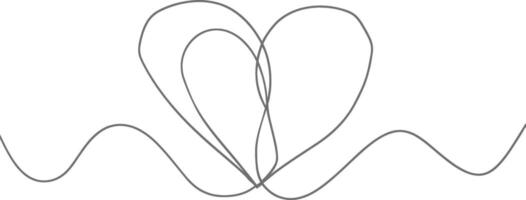 One continuous line drawing of love heart symbol black color only vector