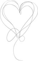 One continuous line drawing of love heart symbol black color only vector