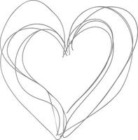 One continuous line drawing of love heart symbol black color only vector