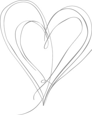 One continuous line drawing of love heart symbol black color only