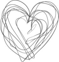 One continuous line drawing of love heart symbol black color only vector