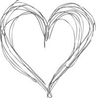 One continuous line drawing of love heart symbol black color only vector