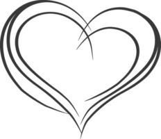 One continuous line drawing of love heart symbol black color only vector