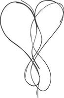 One continuous line drawing of love heart symbol black color only vector