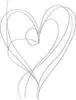 One continuous line drawing of love heart symbol black color only vector