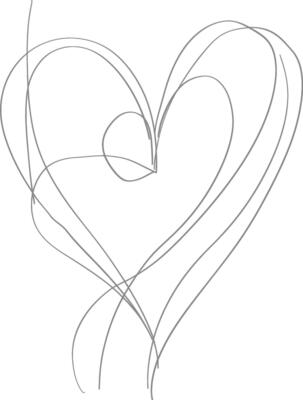 One continuous line drawing of love heart symbol black color only