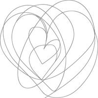 One continuous line drawing of love heart symbol black color only vector