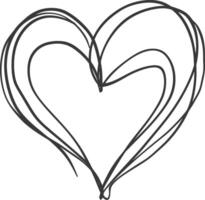 One continuous line drawing of love heart symbol black color only vector