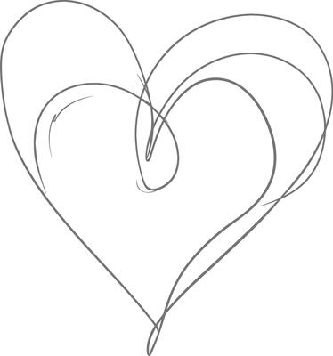 One continuous line drawing of love heart symbol black color only