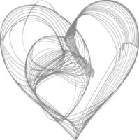 One continuous line drawing of love heart symbol black color only vector