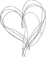 One continuous line drawing of love heart symbol black color only vector