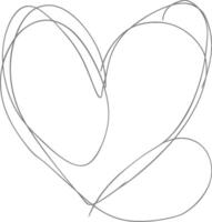 One continuous line drawing of love heart symbol black color only vector