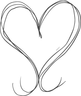 One continuous line drawing of love heart symbol black color only