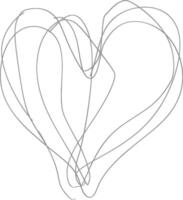 One continuous line drawing of love heart symbol black color only vector