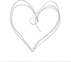 One continuous line drawing of love heart symbol black color only vector