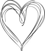 One continuous line drawing of love heart symbol black color only vector