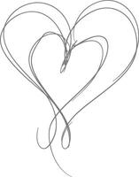 One continuous line drawing of love heart symbol black color only vector