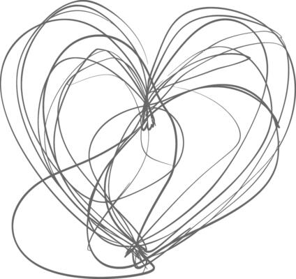 One continuous line drawing of love heart symbol black color only