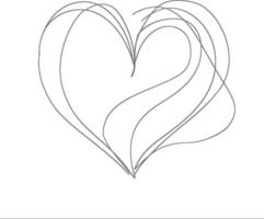 One continuous line drawing of love heart symbol black color only vector